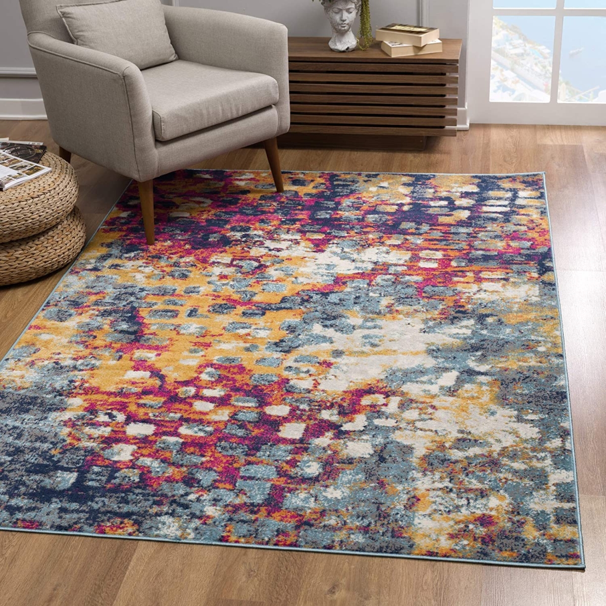 4 x 6 ft. Multi Colored Abstract Painting Area Rug
