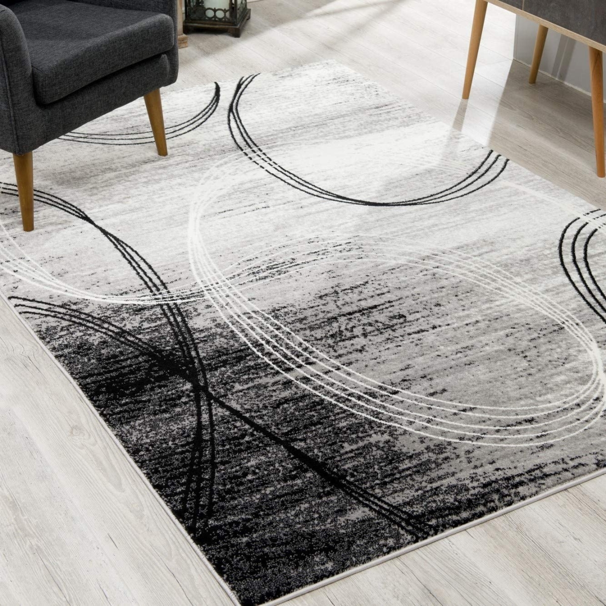 393864 4 x 6 ft. Gray Distressed Swirls Area Rug