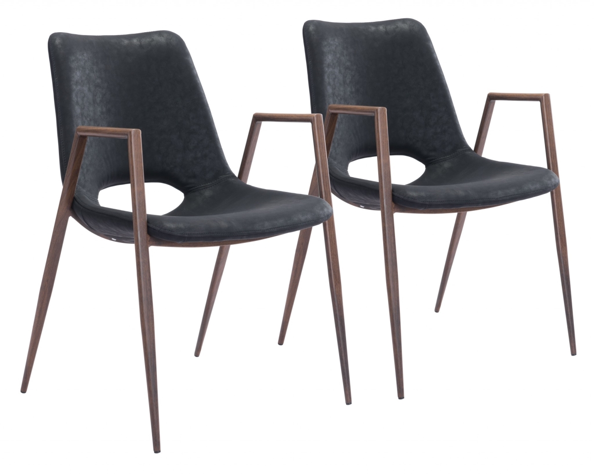 394674 Retro Modern Funk Dining Chairs, Black - Set of 2