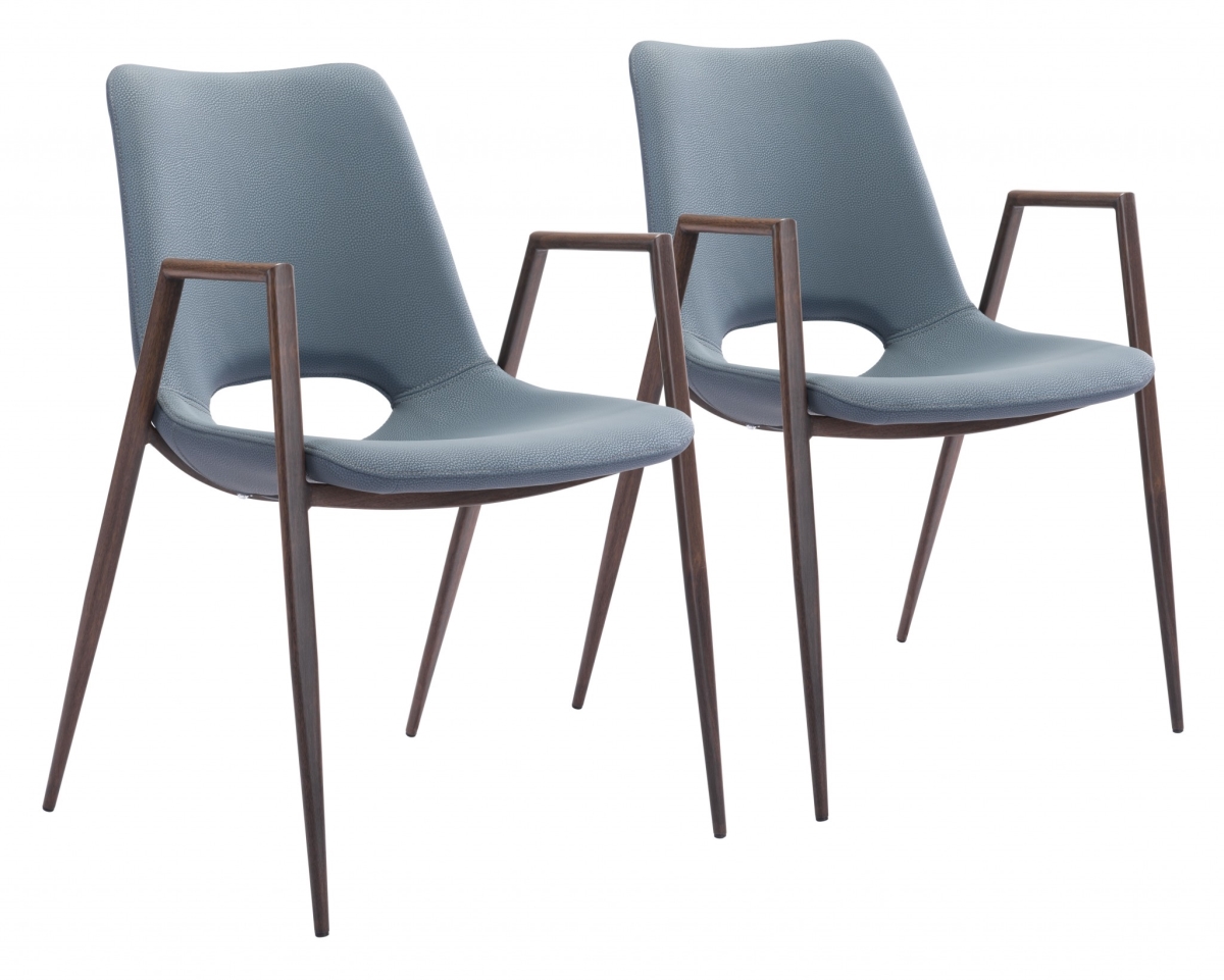 394675 Retro Modern Funk Dining Chairs, Gray - Set of 2