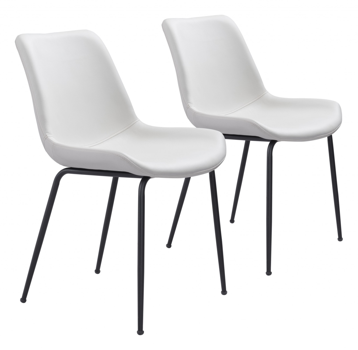 Top Shelf Modern Rugged Dining Chairs, White & Black - Set of 2