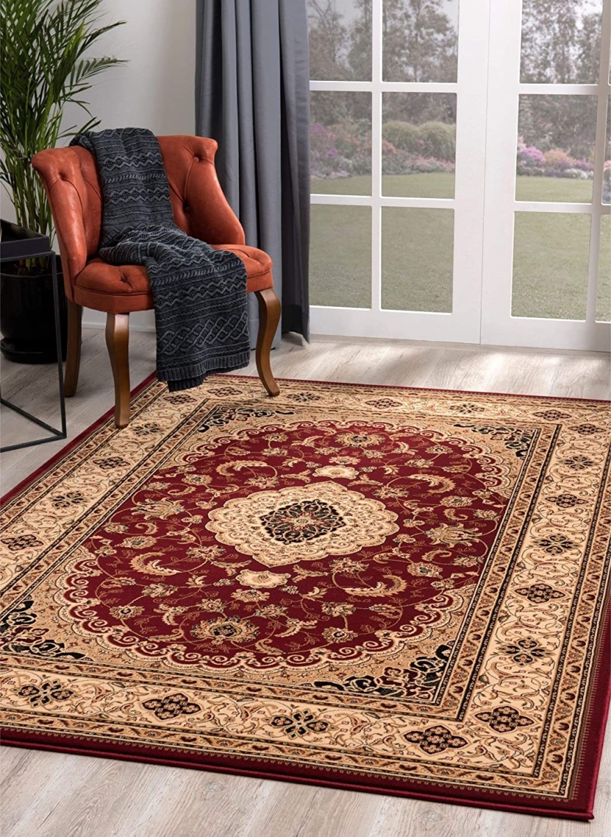 4 x 6 ft. Red Floral Medallion Area Rug