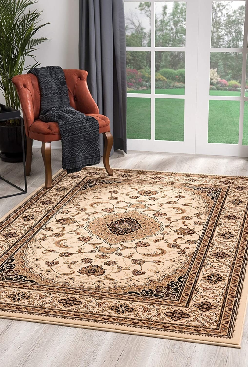 7 x 9 ft. Cream Floral Medallion Area Rug