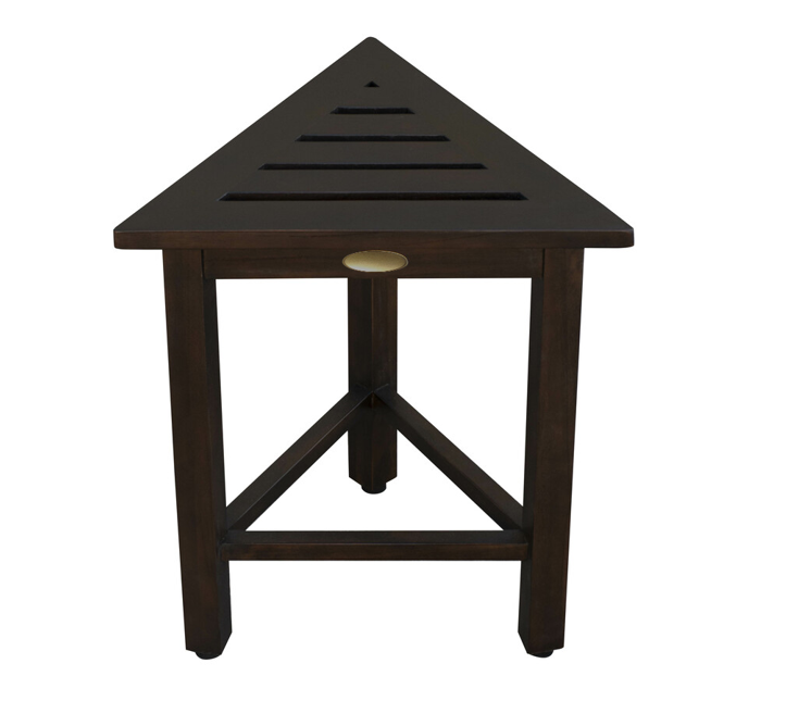18 in. Hotel Dark Teak Triangle Corner Shower Bench or Shelf
