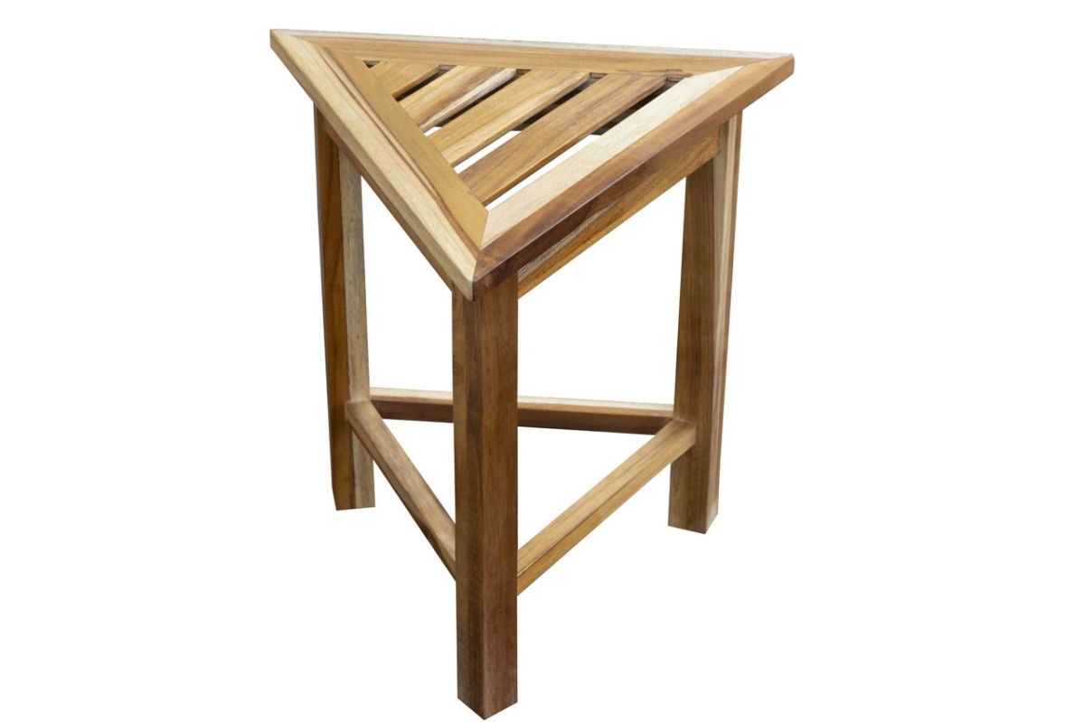 18 in. Hotel Natural Teak Triangle Corner Shower Bench or Shelf, Brown