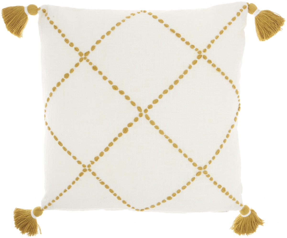 386341 5 x 20 x 20 in. Boho Cotton Accent Throw Pillow, Mustard