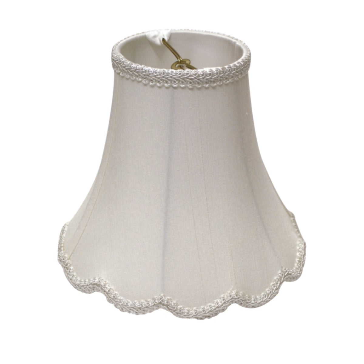 10 in. White Slanted Scallop Bell Monay Shantung Lampshade