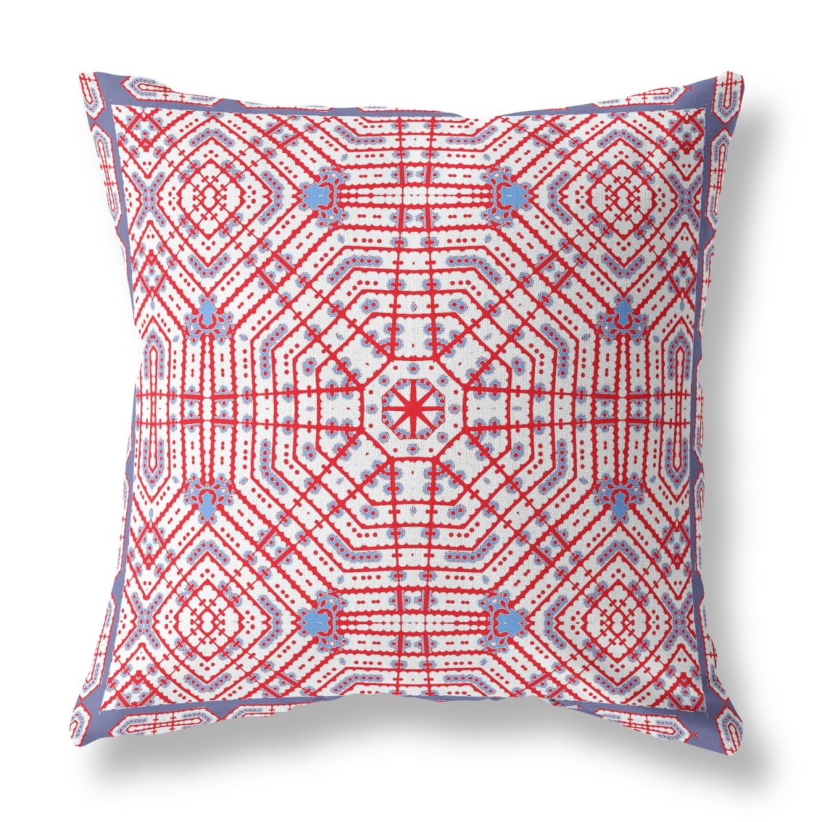 16 in. Geostar Indoor & Outdoor Throw Pillow, Red & White