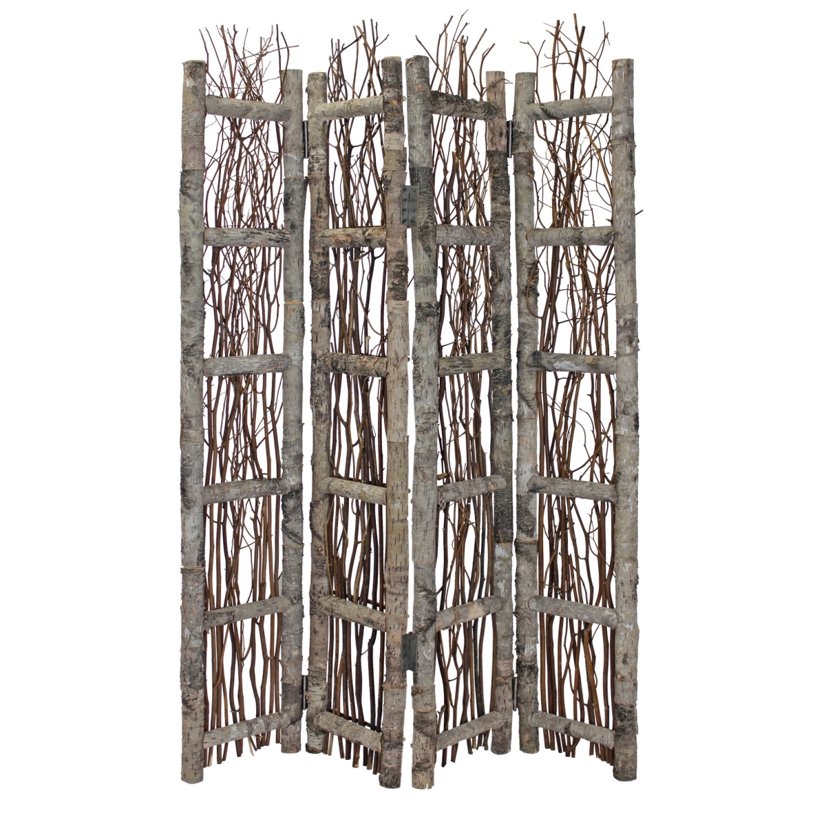 415071 Earthy Birch & Twig Four Panel Room Divider Screen, Brown