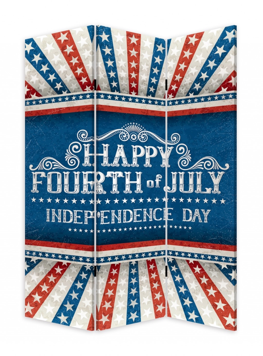 Happy 4th of July Three Panel Room Divider Screen, Multi Color