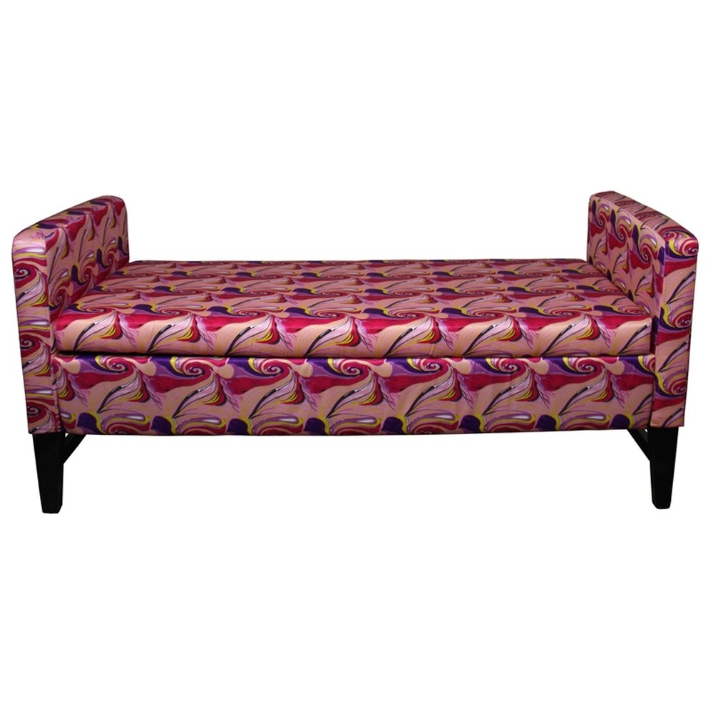 Picture of HomeRoots 469326 Modern Hot Pink & Purple Abstract Print Storage Bench