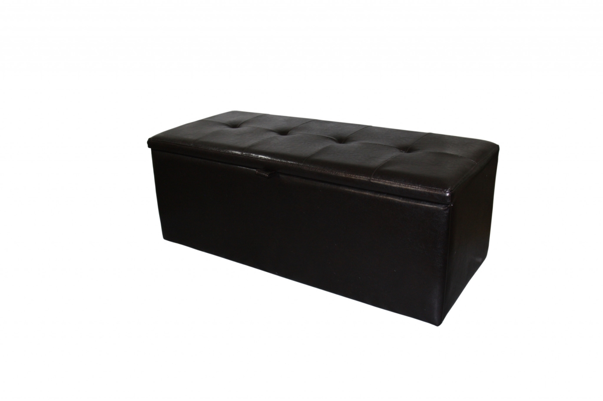 Picture of HomeRoots 469331 Brown Faux Leather Storage Bench