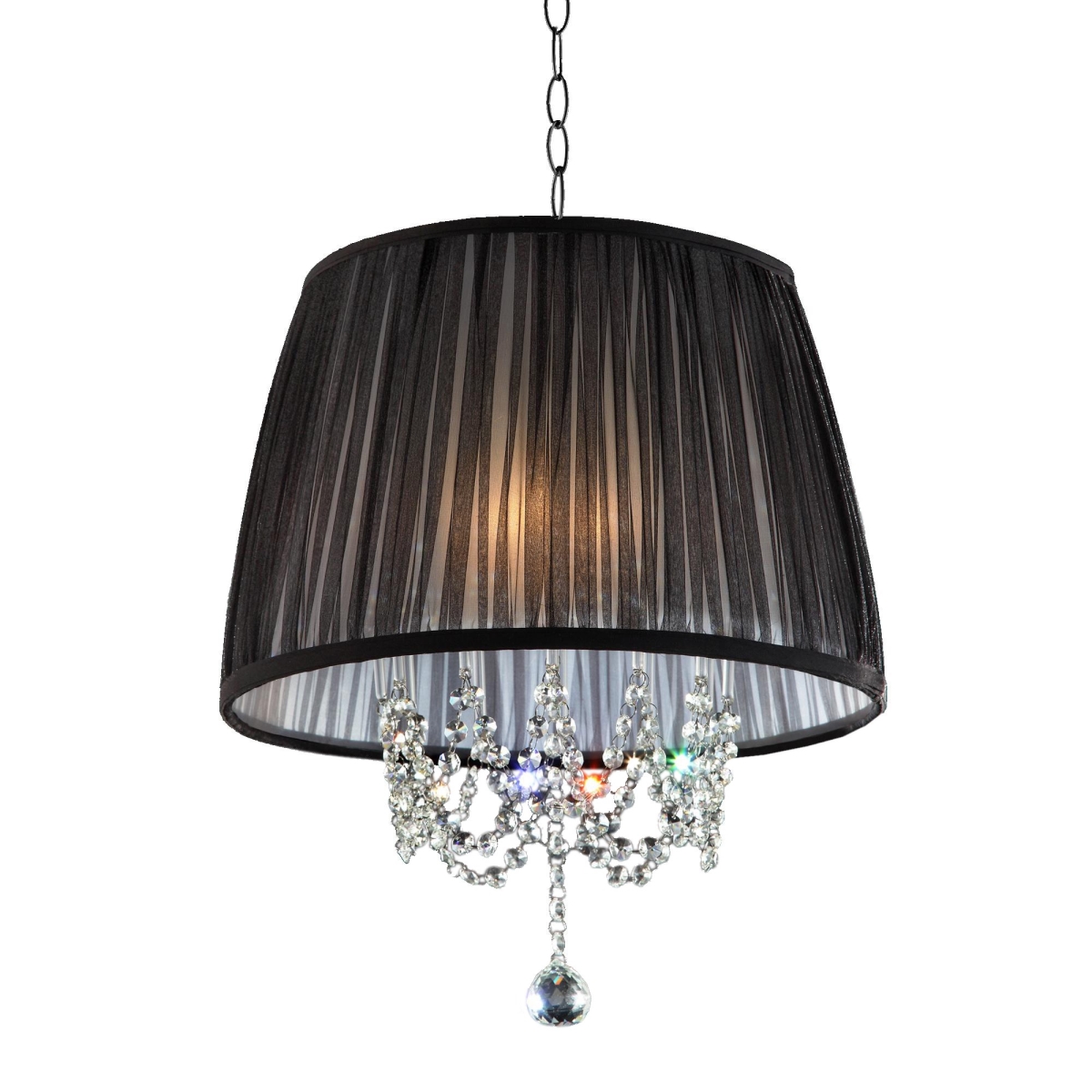 Picture of HomeRoots 468873 Elegant Ceiling Lamp with Crystal Accents, Silver