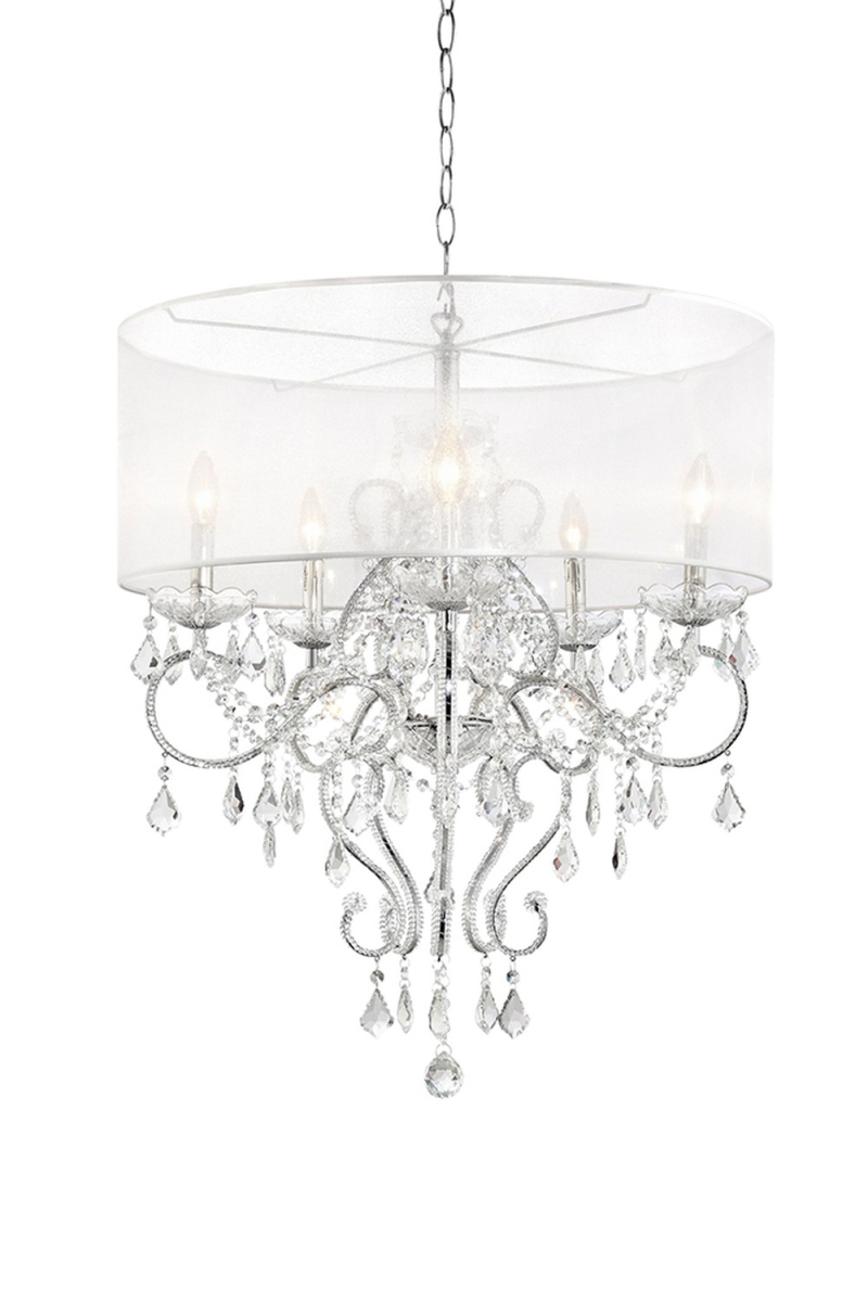 Picture of HomeRoots 468877 Glam Silver Faux Crystal Hanging Ceiling Lamp with See Thru Shade, Clear