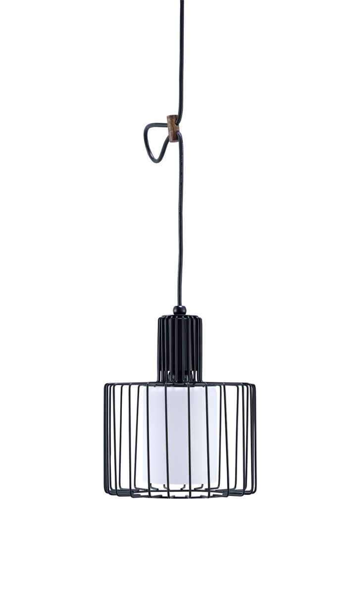 Picture of HomeRoots 468881 Black & White Metal Cage Hanging Light