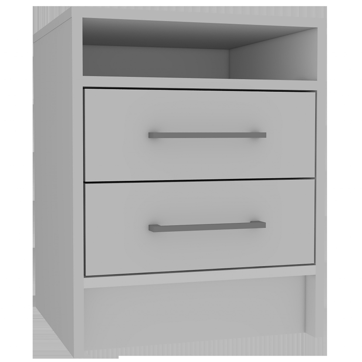Open Compartment Two Drawer Nightstand, White