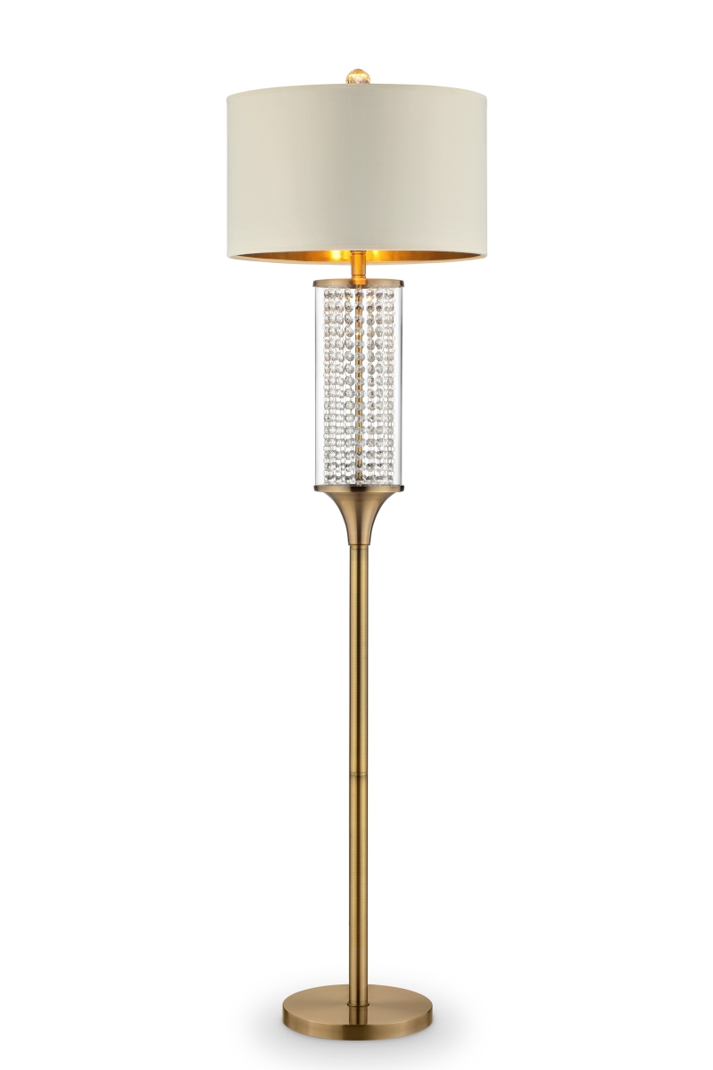 Crystal Floor Lamp, Matte Gold, Clear & Off White