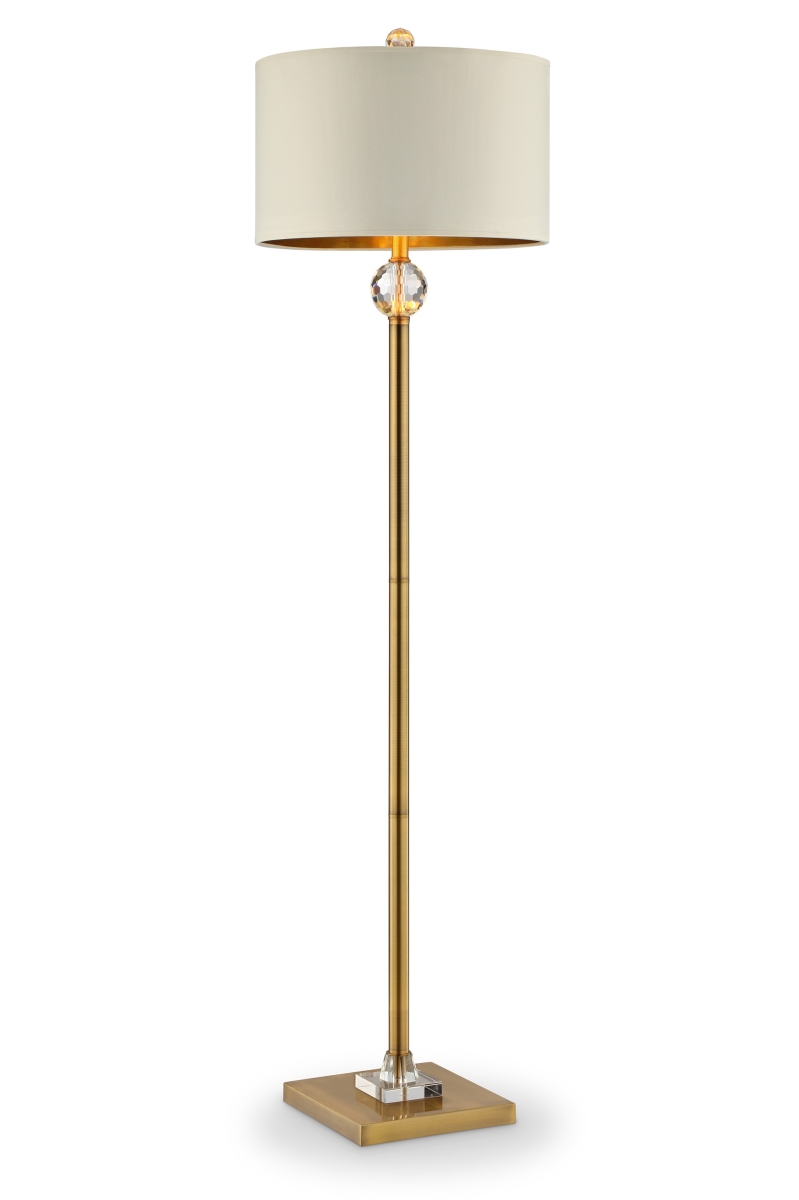 Crystal Accent Floor Lamp, Matte Gold, Clear & Off White