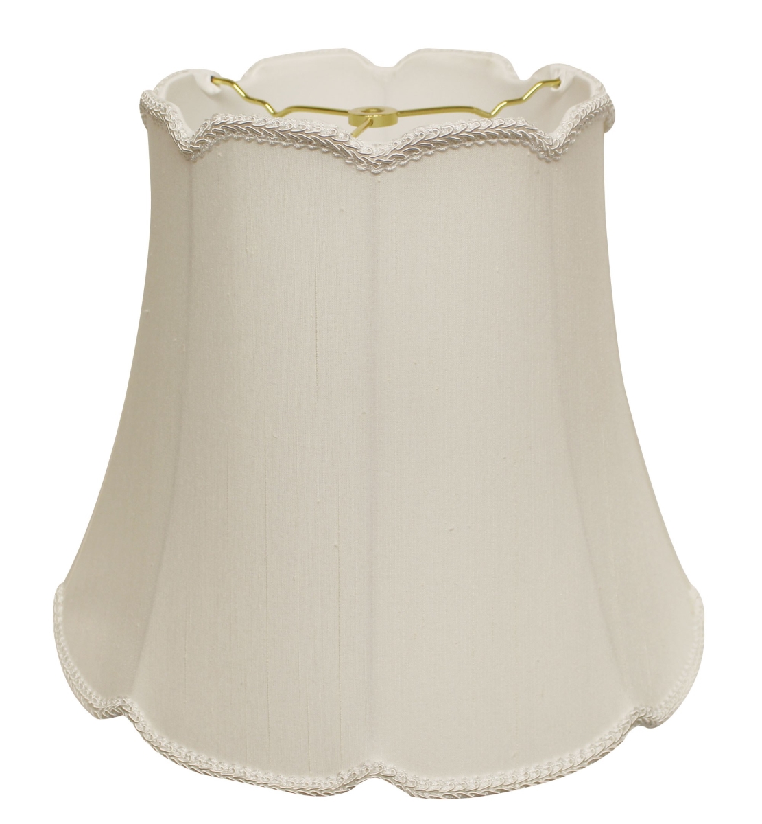 18 in. White Empire Slanted Cylinder Scroll Edge Silk Lampshade