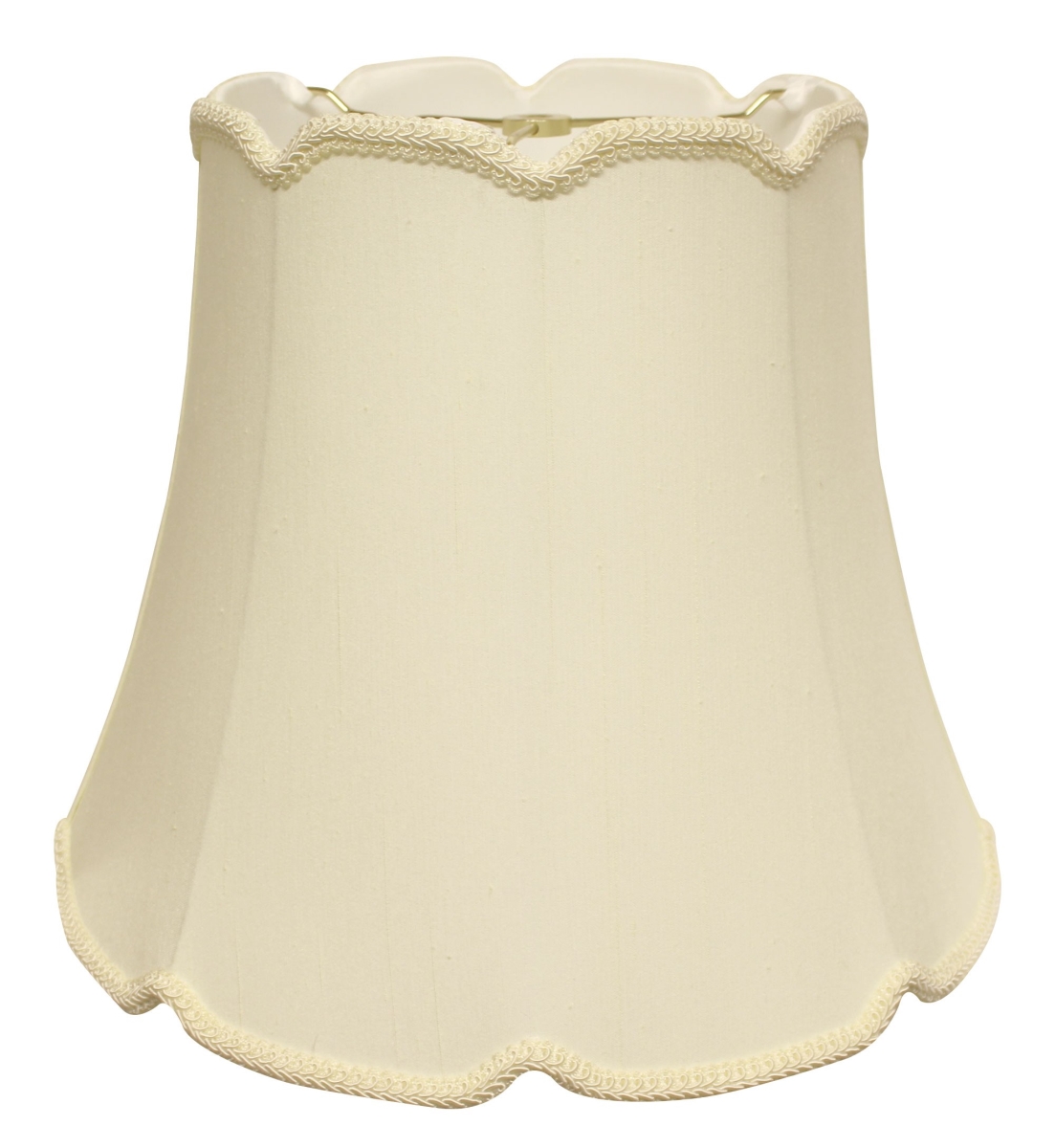 18 in. Ivory Empire Slanted Cylinder Scroll Edge Silk Lampshade, Egg
