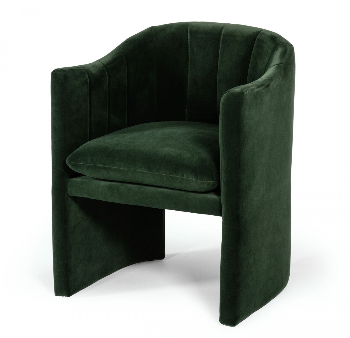 Velvet Modern Curvilinear Dining Chair, Dark Green