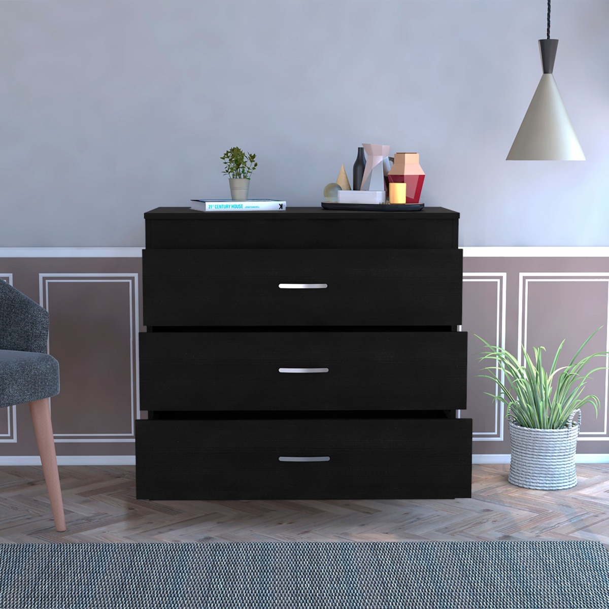 472119 29 in. Black Three Drawer Dresser