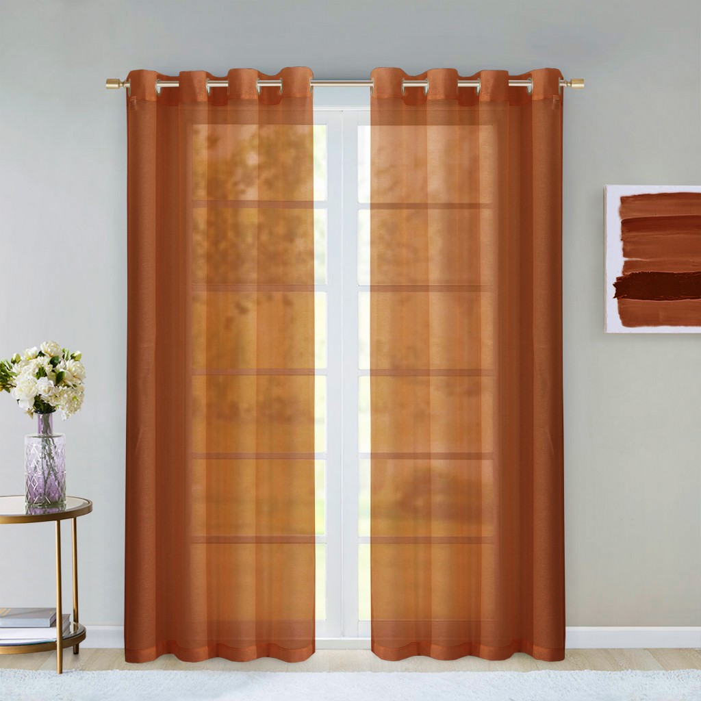 473394 84 in. Rust Solid Modern Window Panels, Spice - Set of 2