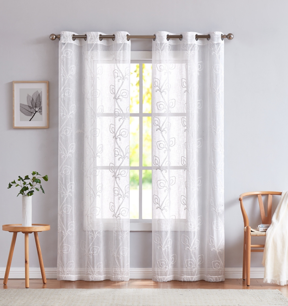 84 in. Blush Boho Embroidered Window Panels - Set of 2