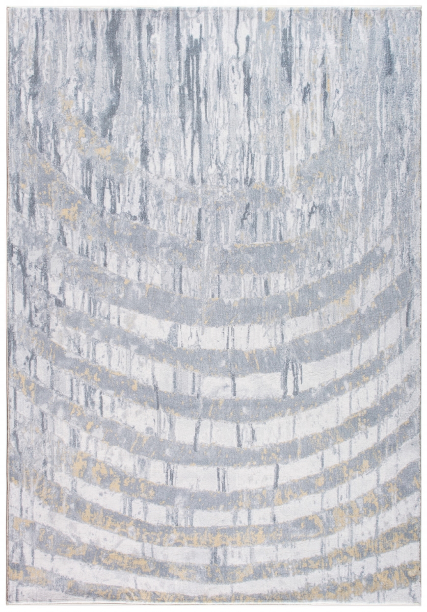8 x 10 ft. Distressed Steps Abstract Area Rug - Grey & Gold