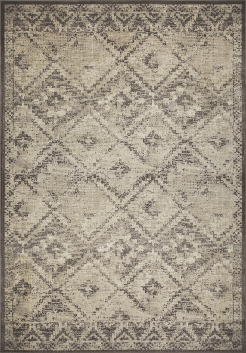 3 x 5 ft. Gray & Beige Distressed Diamond Area Rug