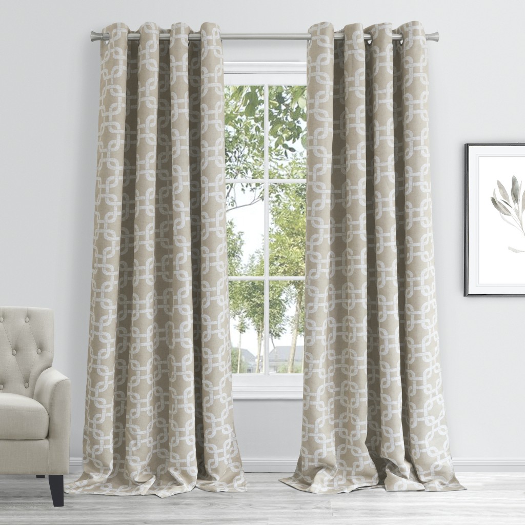 84 in. Sand Interlock Pattern Window Curtain Panel