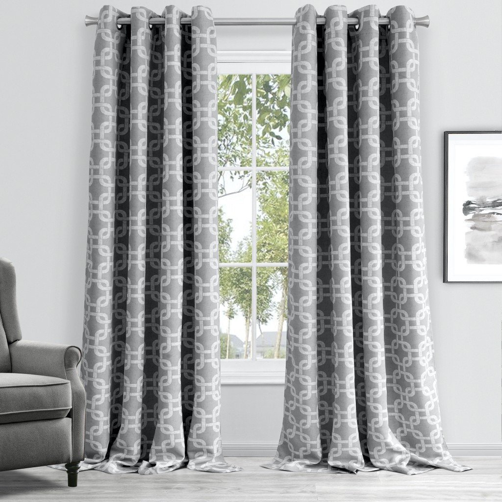 84 in. Silver Interlock Pattern Window Curtain Panel