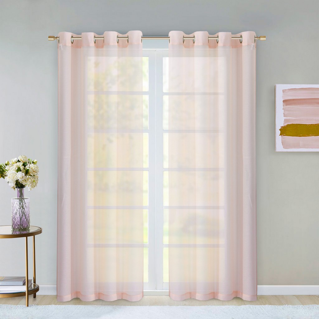 84 in. Blush Solid Modern Window Panels - Set of 2