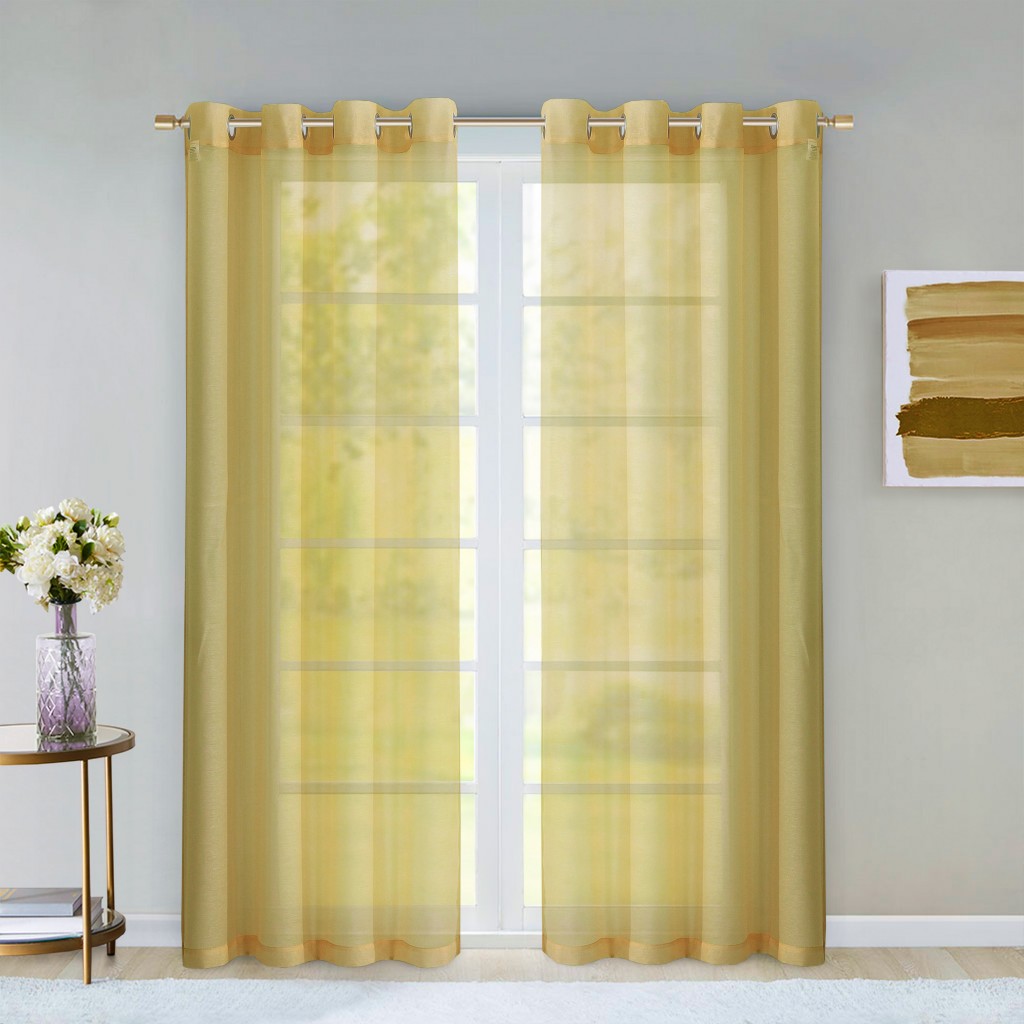 473381 84 in. Gold Solid Modern Window Panels - Set of 2