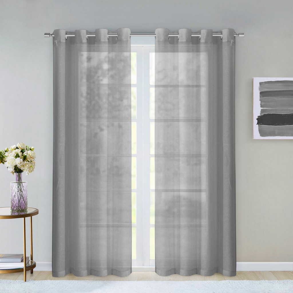 473383 84 in. Silver Solid Modern Window Panels - Set of 2