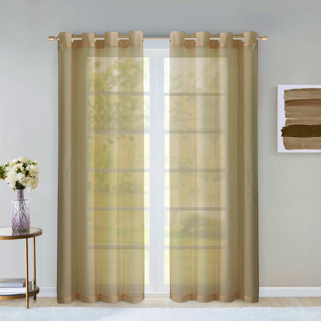 84 in. Tan Solid Modern Window Panels, Coffee - Set of 2