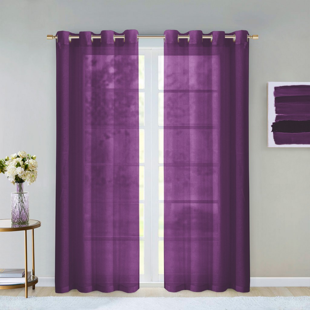 84 in. Purple Solid Modern Window Panels - Set of 2