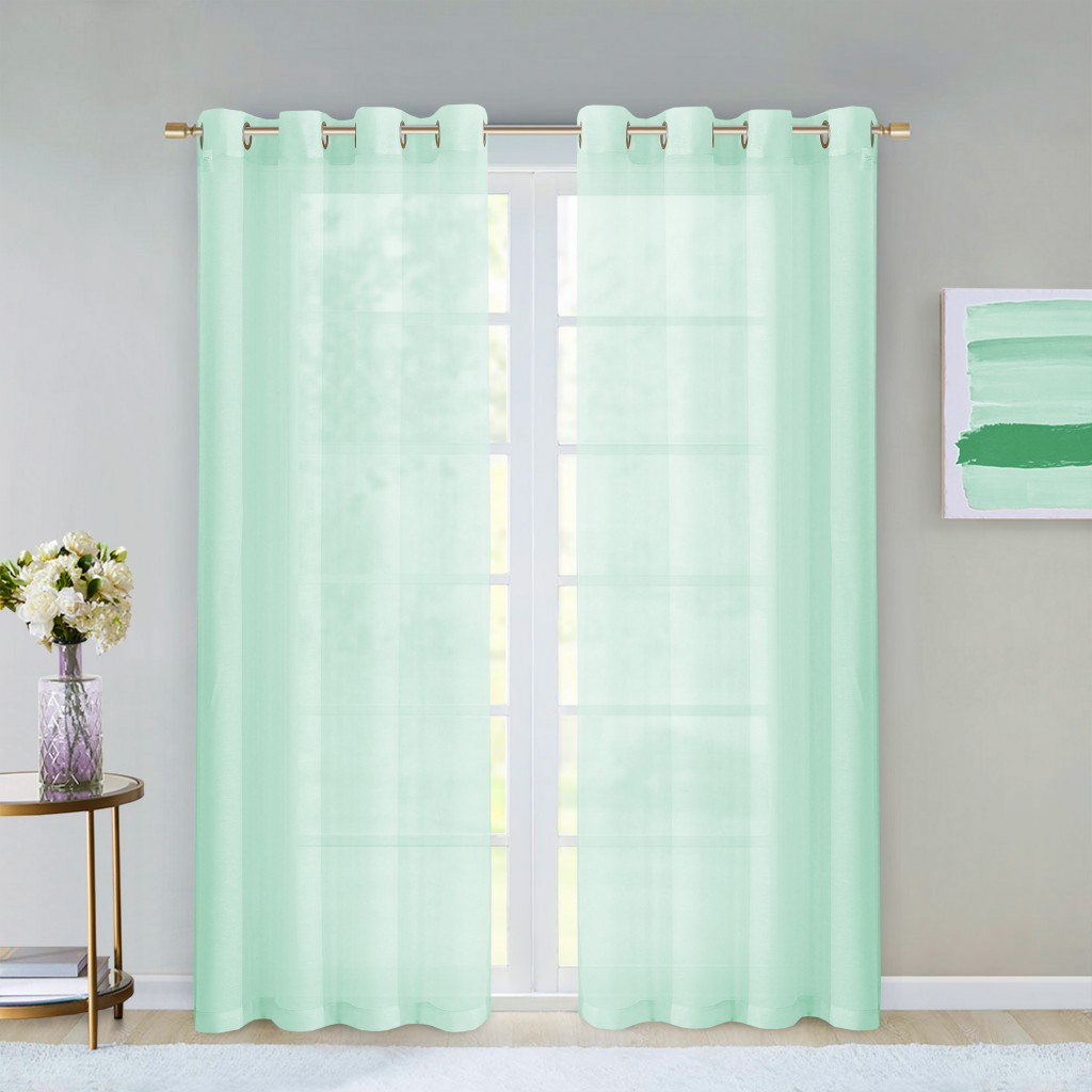 84 in. Aqua Solid Modern Window Panels - Set of 2