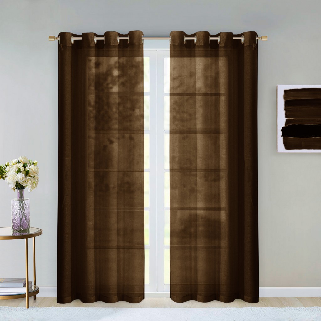 84 in. Chocolate Solid Modern Window Panels - Set of 2