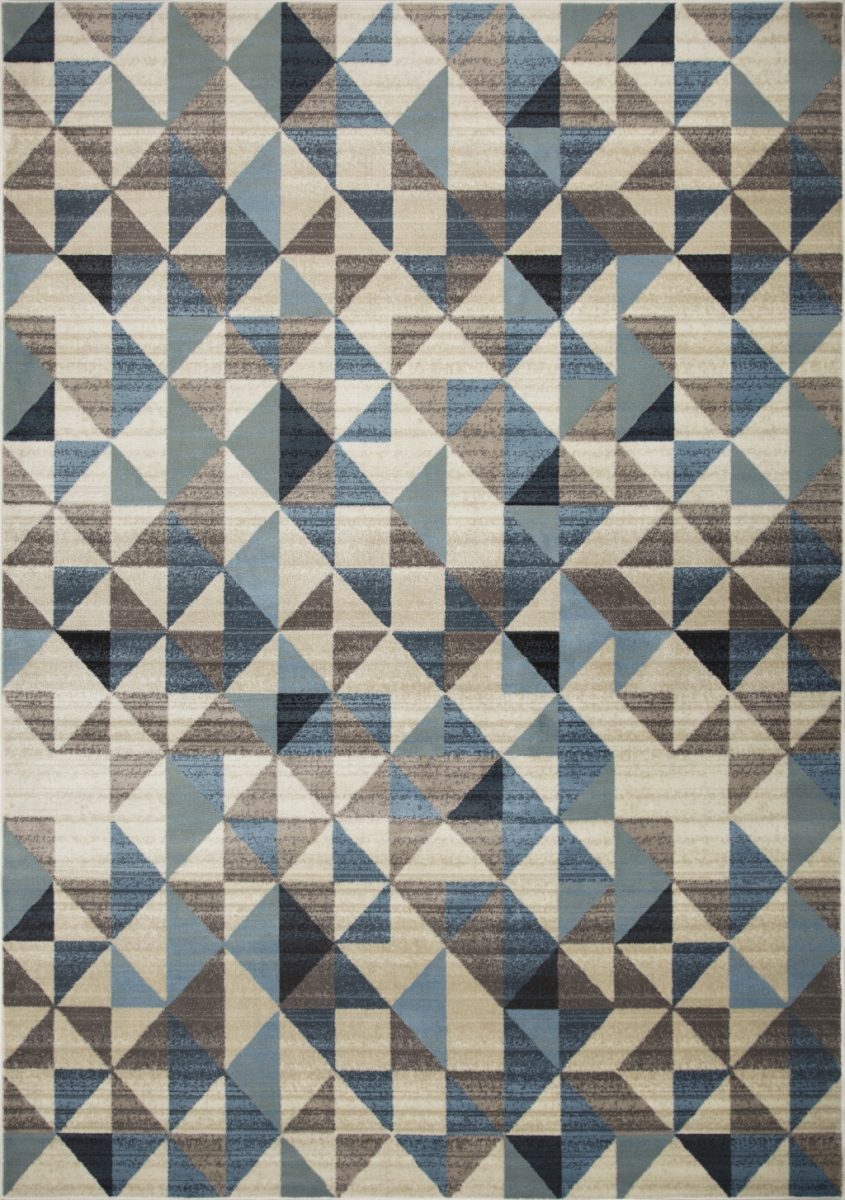 3 x 5 ft. Blue & Beige Nested Diamonds Modern Area Rug - Blue - 3 x 5 ft.
