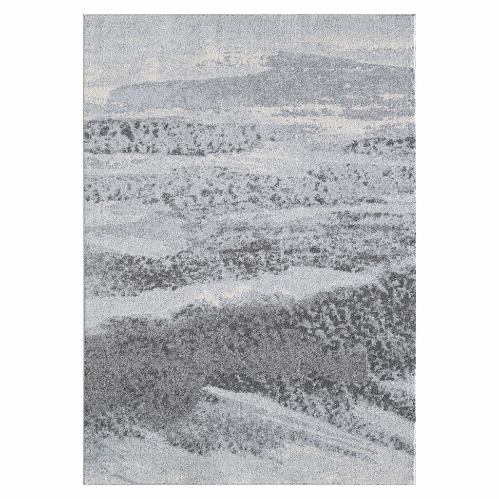 3 x 5 ft. Abstract Mist Modern Area Rug, Blue & Grey