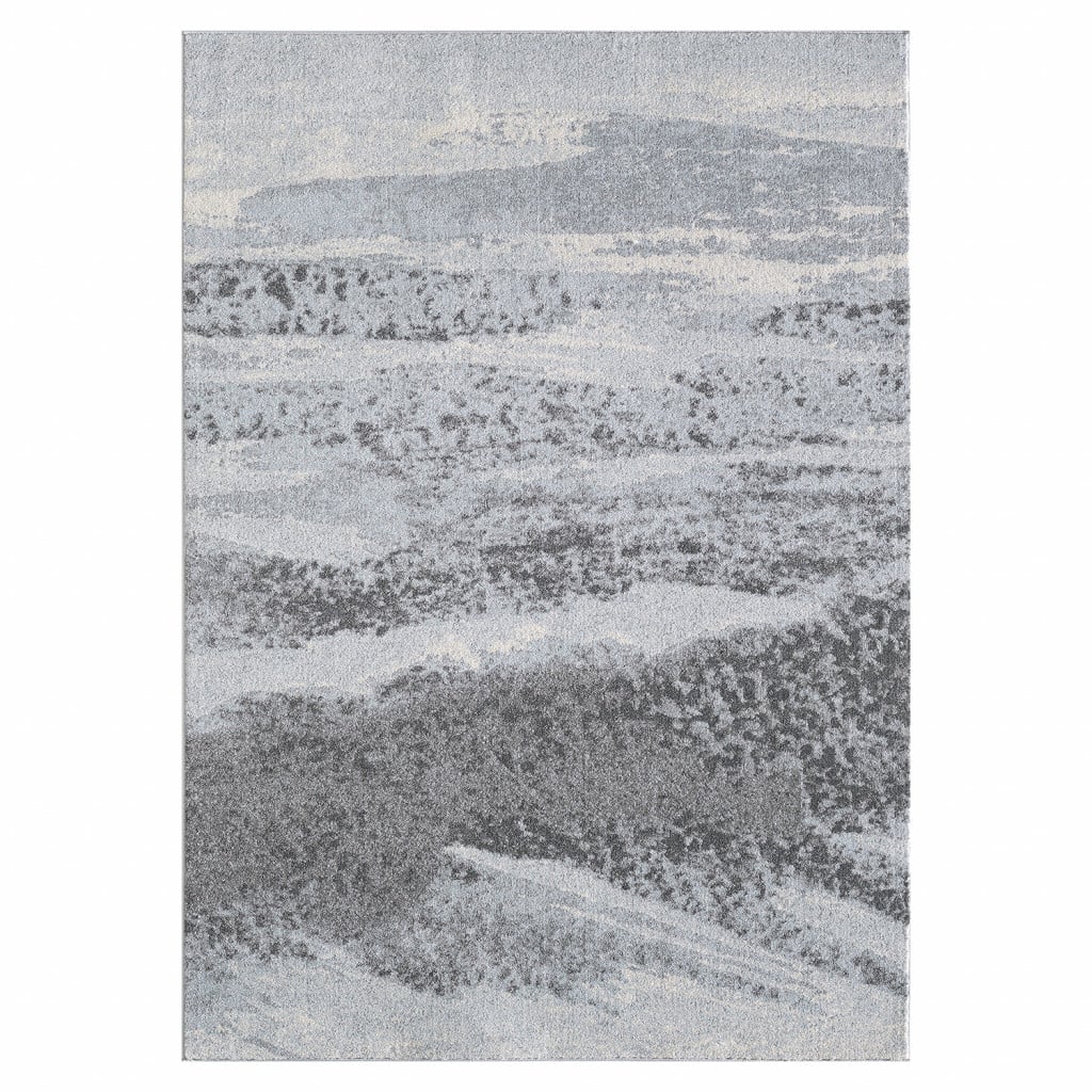 5 x 8 ft. Abstract Mist Modern Area Rug - Blue & Grey