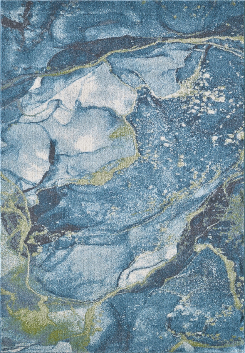 Blue & Sage Abstract Stone Modern Area Rug - Teal - 5 x 8 ft.