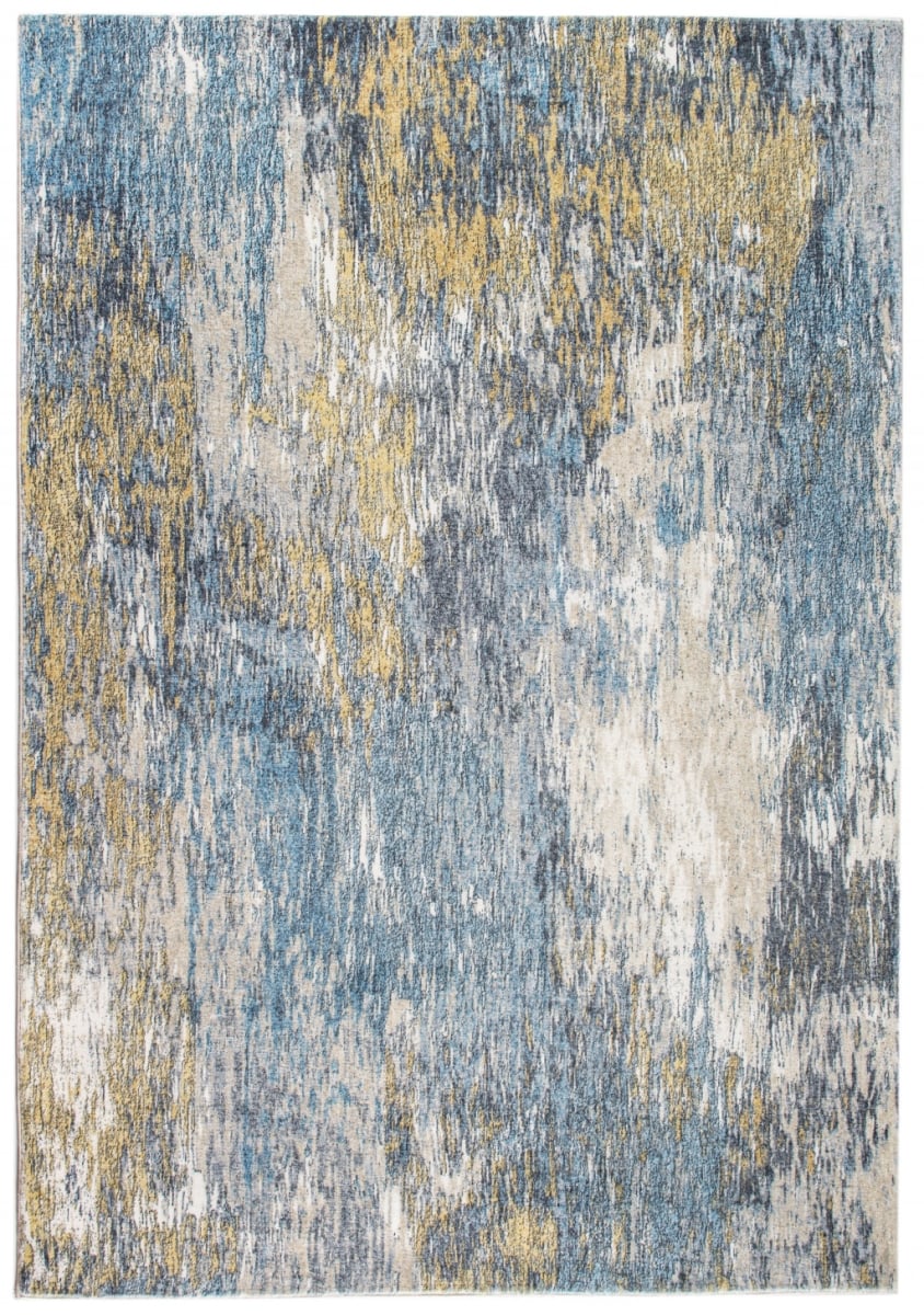 8 x 10 ft. Abstract Painting Modern Area Rug - Blue & Gold