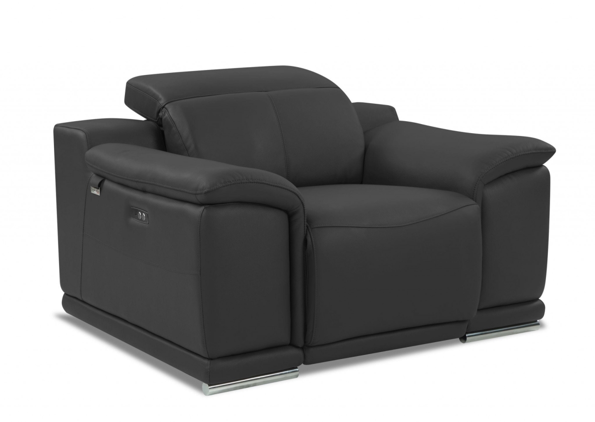Mod Charcoal & Gray Italian Leather Recliner Chair