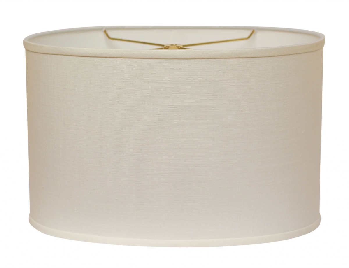 470211 14 in. Throwback Oval Linen Lampshade, White