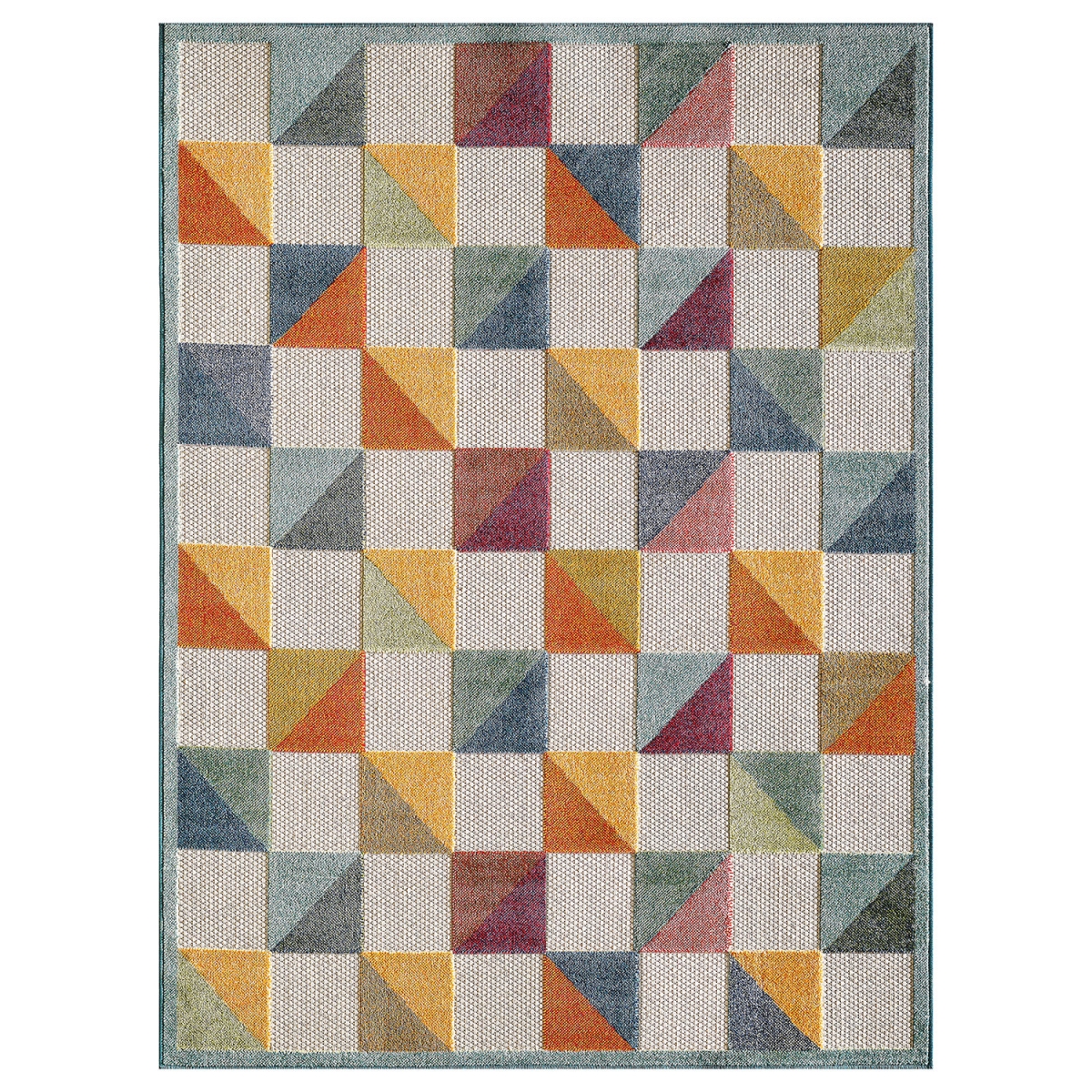 8 x 10 ft. Orange & Gray Triangle Indoor or Outdoor Area Rug - Ivory