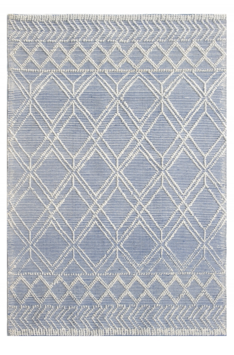 5 x 7 ft. Tribal Geometric Pattern Area Rug, Blue & Ivory