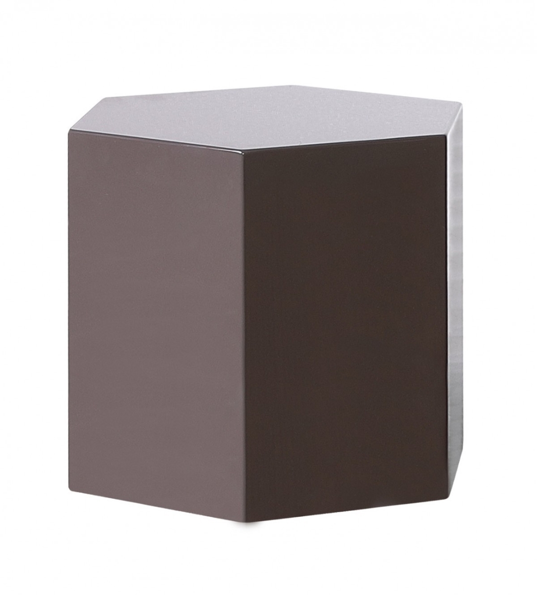 Modern High Gloss Hexagonal End Table, Light Grey