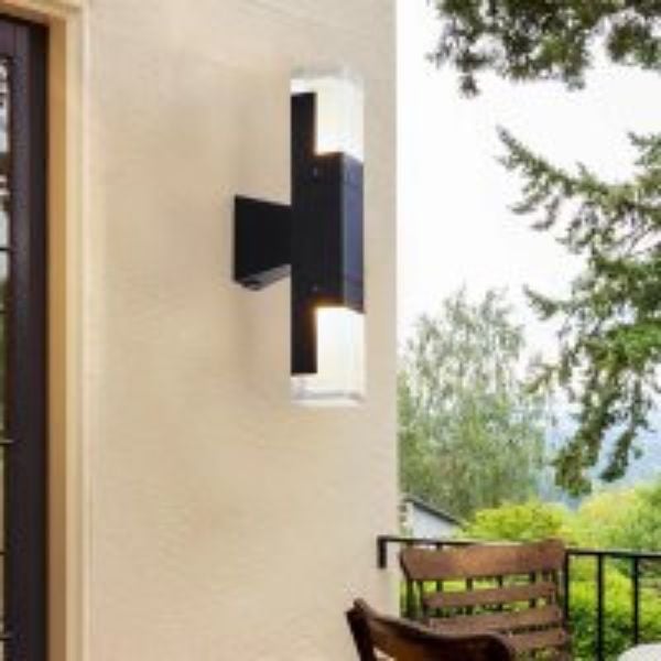 Picture of HomeRoots 475965 Modern Black & White Art Deco Two Light Outdoor Light Fixture